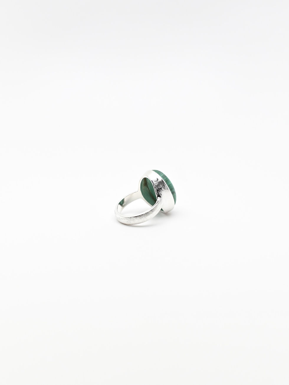 Thumbnail: Verdant Malachite Brushed Silver Statement Ring