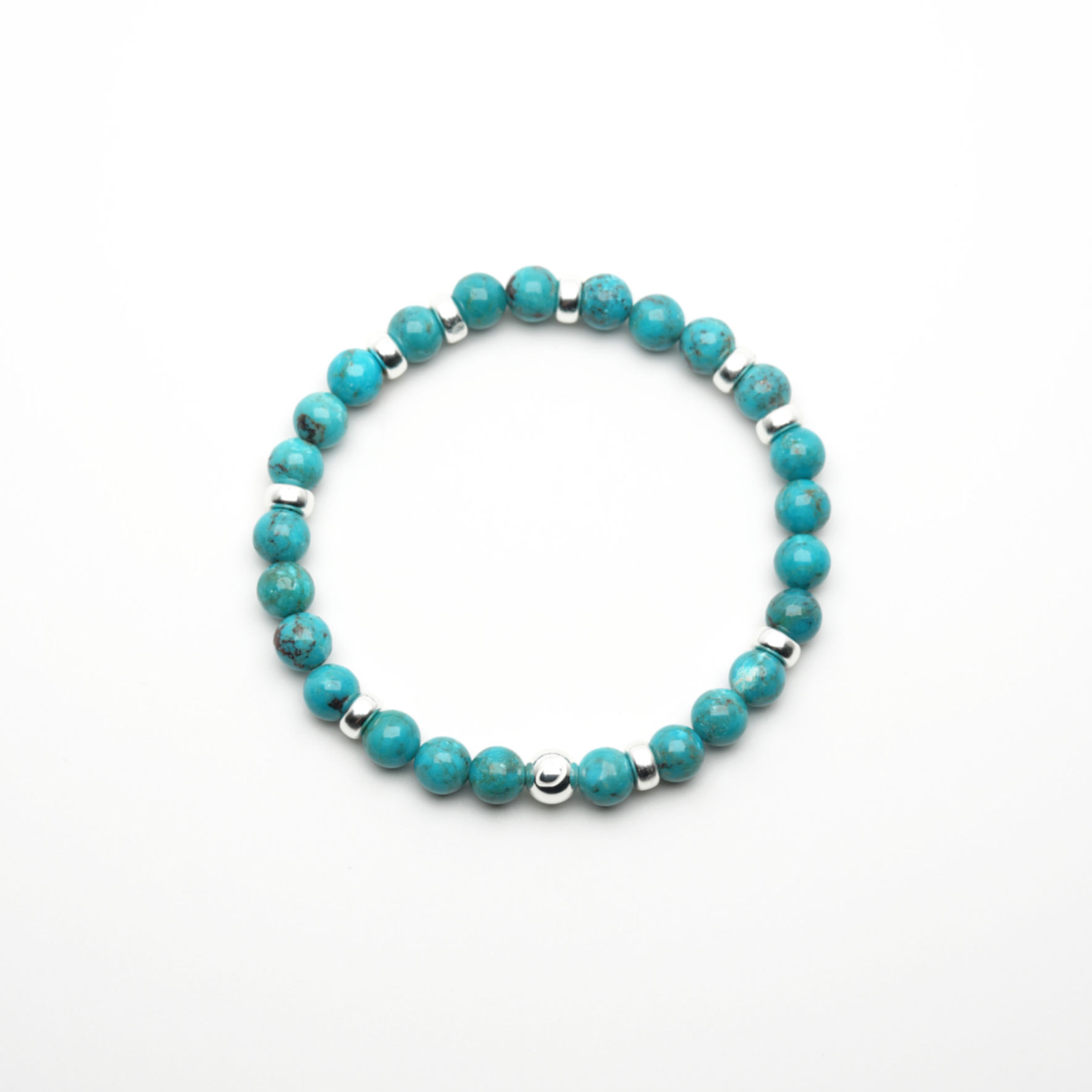 Turquoise (6mm) Random Design Silver Bracelet