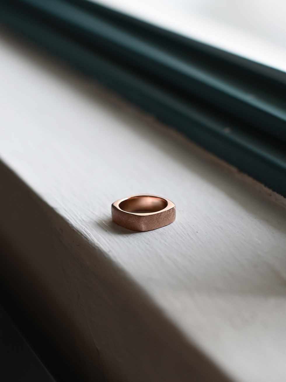 Thumbnail: Square Brushed Rose Gold Ring