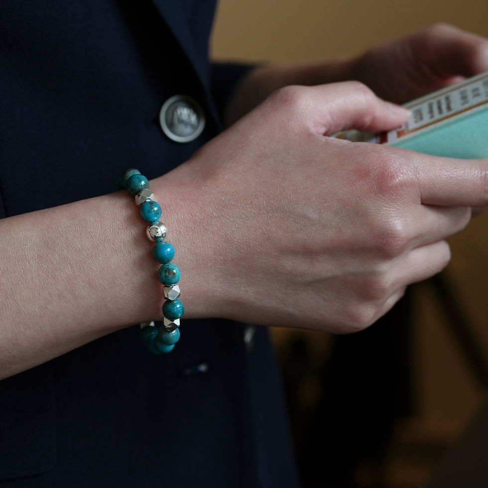 Thumbnail: Premium Turquoise Faceted Silver Cascade Bracelet | 8mm