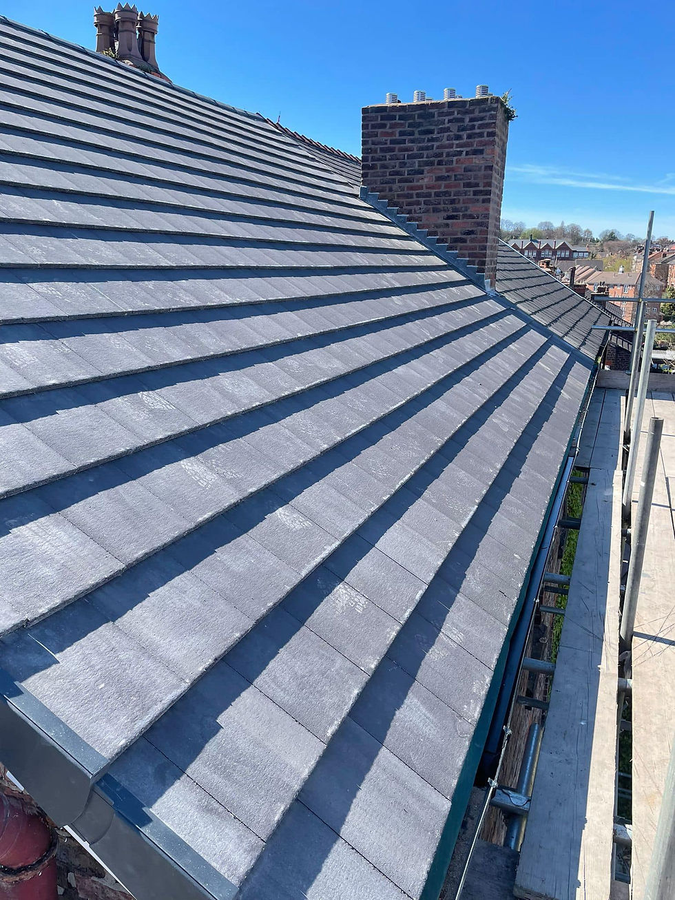 Before and after roof repair in Wirral showing tile replacement