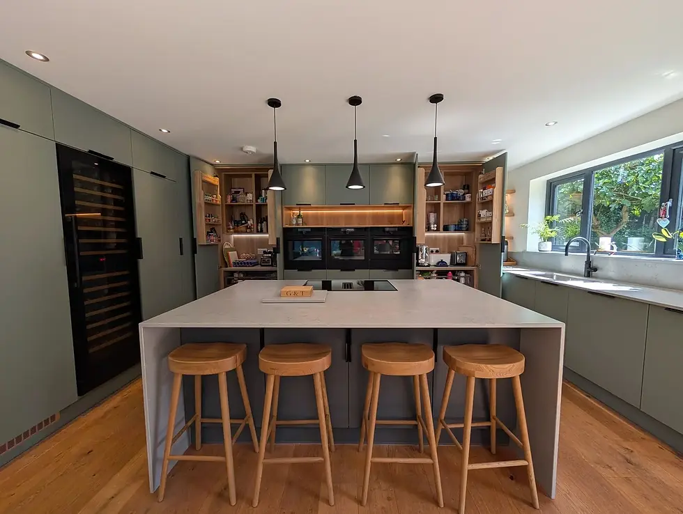 Modern Green Kitchen by James James Kitchens