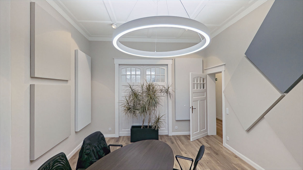 Akustikabsorber im Büro, Absorber, Paneel, Lärmschutz, Sprachverständlichkeit