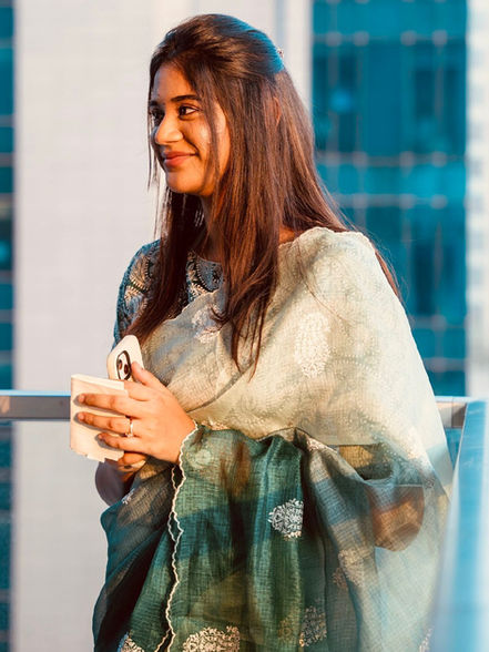 Close-up of Priyanka Edupuganti in a traditional saree