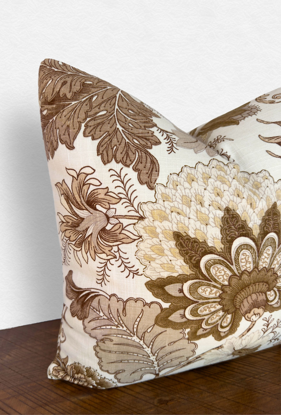 Thumbnail: Camel Brown Artichoke Paisley Linen Pillow - 18" x 18"