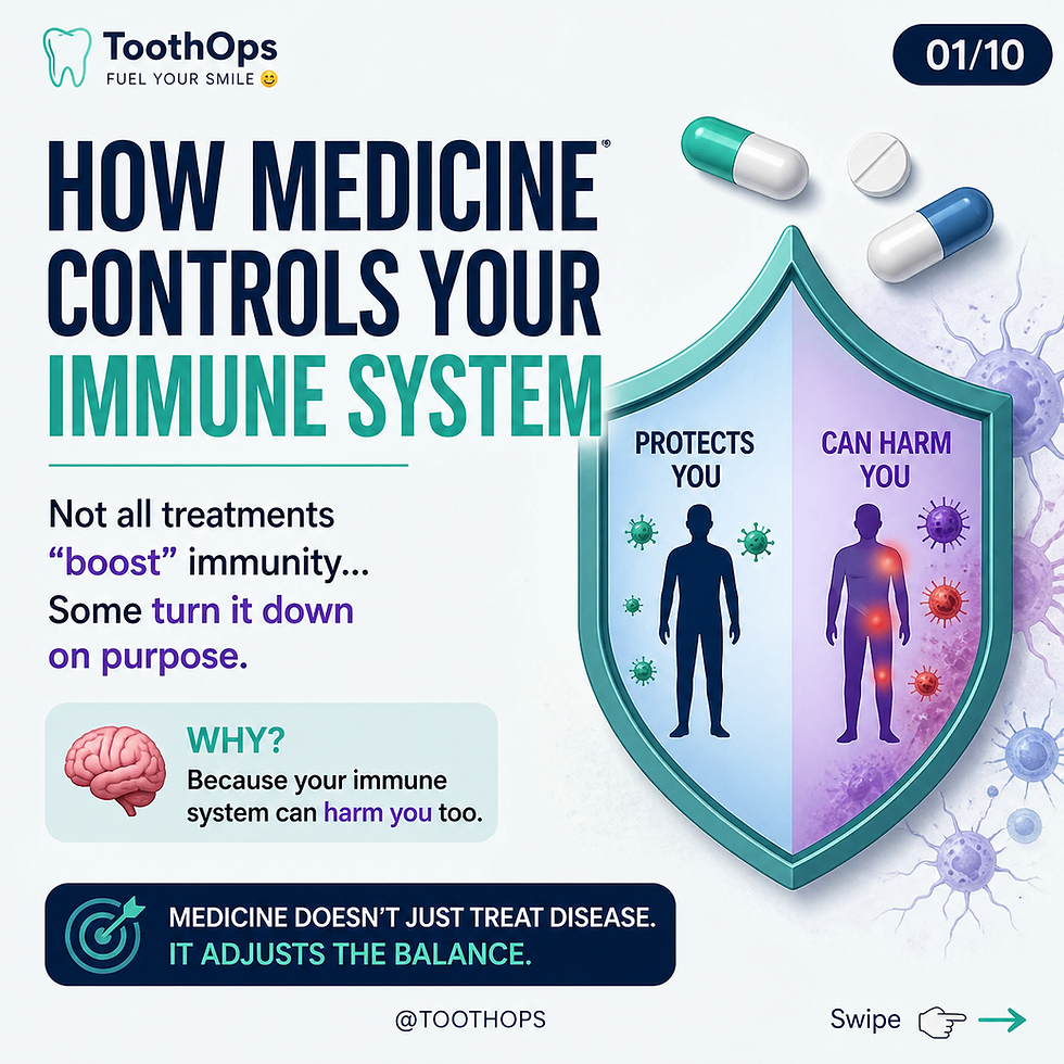 🦷 How Medicine Controls the Immune System — Corticosteroids, Immunosuppressants, and the Biological Trade-Off of Healing