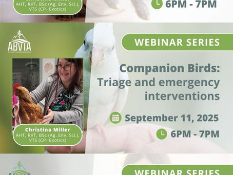 Exotic triage and emergency intervention webinar series coming in September