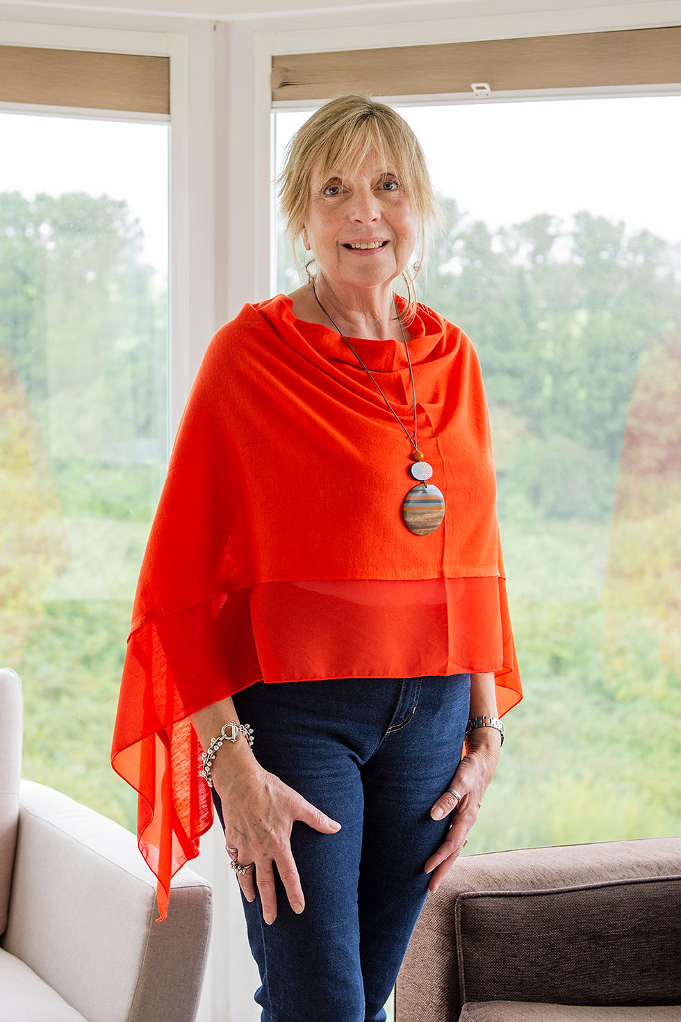 Thumbnail: Lightweight Chiffon Edged Poncho