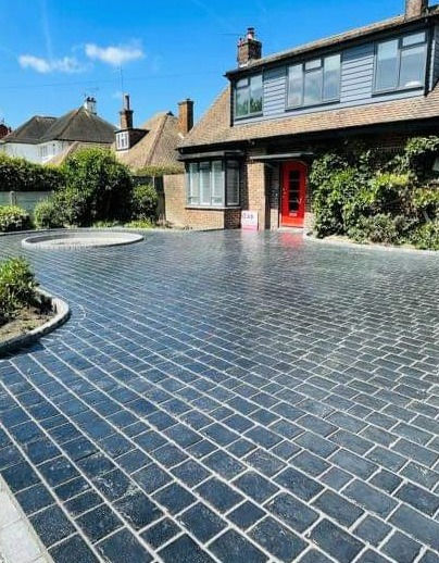 Large Cobblestone Paved Driveway With Turning Area Installed By A Paving Company Deal Kent