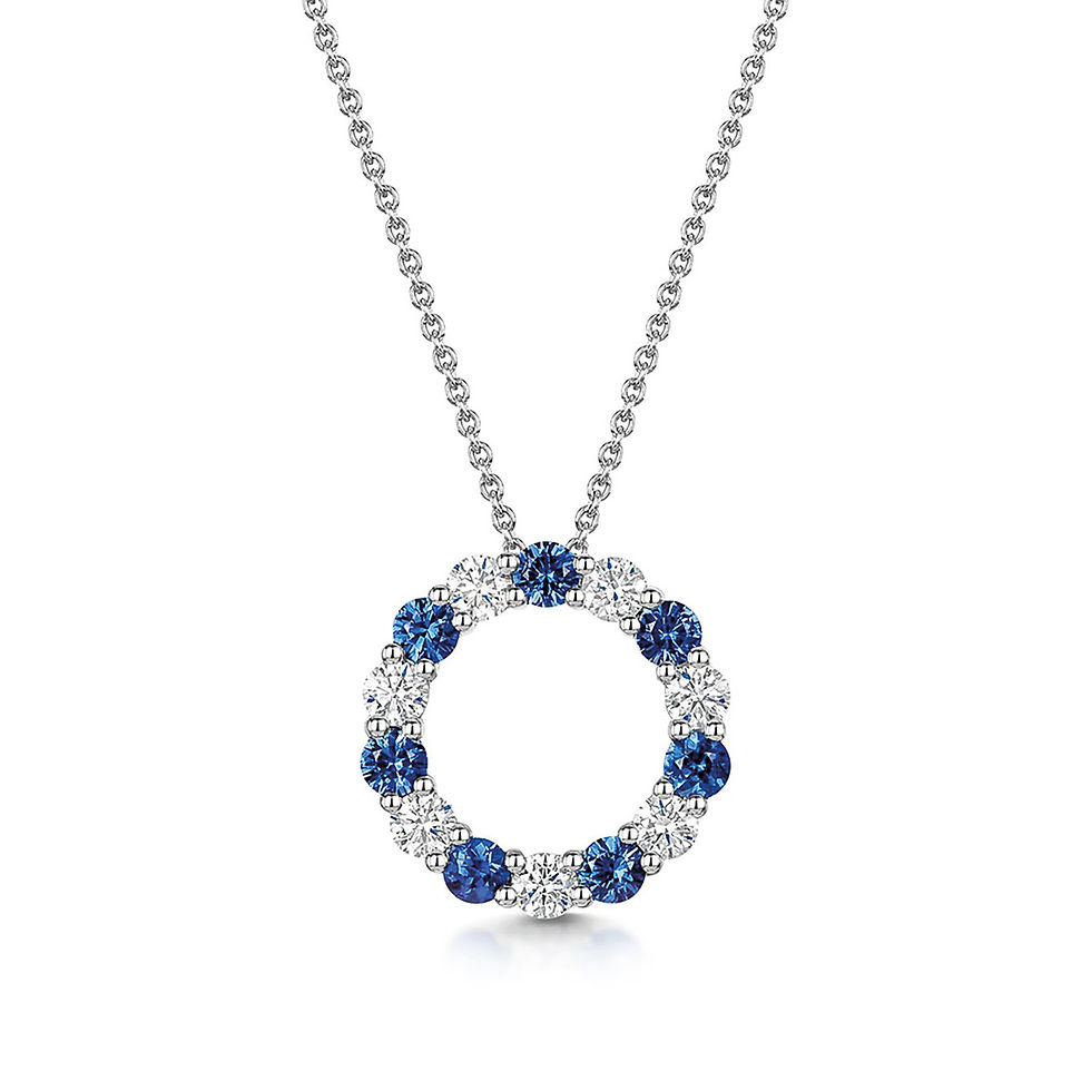 18CT WHITE GOLD ROUND-CUT SAPPHIRE & BRILLIANT-CUT DIAMOND POLO NECKLACE 1.22CT