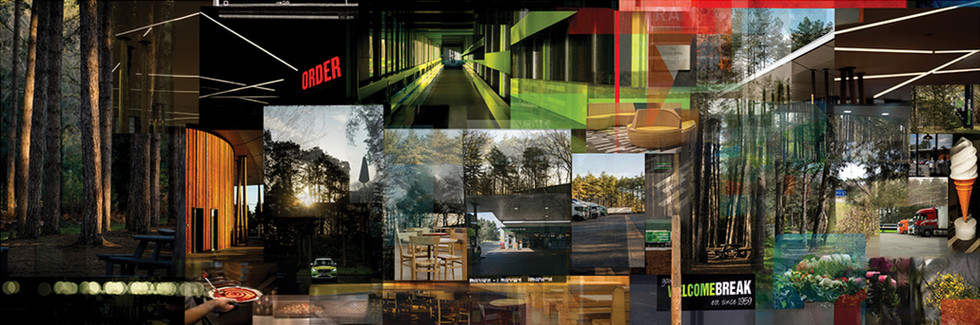 Phil Miller, Phil Miller photography, Phil Miller artist, Whitstable artist, Kent artist, Devon landscape artist, contemporary photography, collage artist, oil painter, multidisciplinary artist, British visual artist, photographic collage, landscape photography, geometric landscape painting, wooded landscapes, observational photography, everyday life in photography, service station photography, A303 landscapes, roadside Britain, Fleet Services, Welcome Break Fleet, M3 service station, Fleet collage, Canterbury City Council commission, South Quay Shed, Whitstable Harbour, harbour collage, fishing boats, craft and fishing imagery, commercial art commission, transient spaces, petrol station collage, gas station collage, Bus Shelter Devon, Sheppy Landscape, Sheppy Sunrise Fog, Water Park film still, Spring Static, Budleigh Salterton Beach Devon, contemporary British landscape, documentary-inspired art, self-taught painter, film and television background, commissioned collage artwork