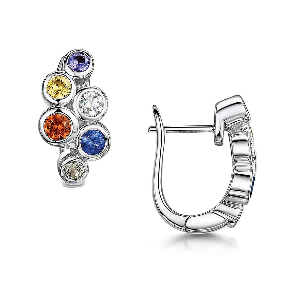 18CT WHITE GOLD ROUND-CUT SAPPHIRE & BRILLIANT-CUT DIAMOND SCATTER EARRINGS