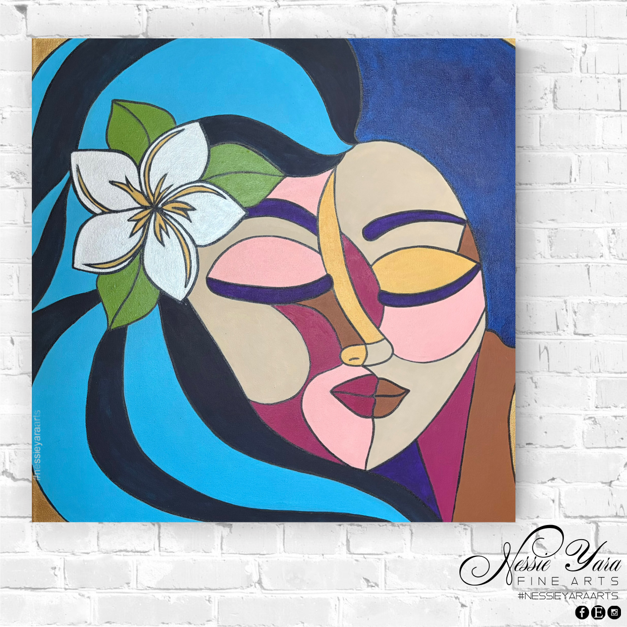 A kiss for Dewi - Original Painting by Nessie Yara - 20x20" (acrylic on canvas)