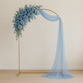 wedding arch blue flowers