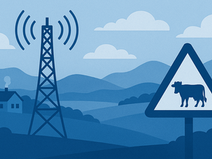 Boosting Connectivity in Rural Areas: Illustration showcasing a telecommunications tower in a countryside setting, highlighting efforts to address 'not-spots' for improved network coverage in remote regions.