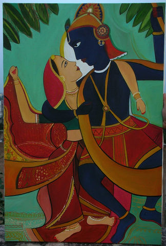 RADHA-KRISHNA: 2x3 , OIL ON CANVAS