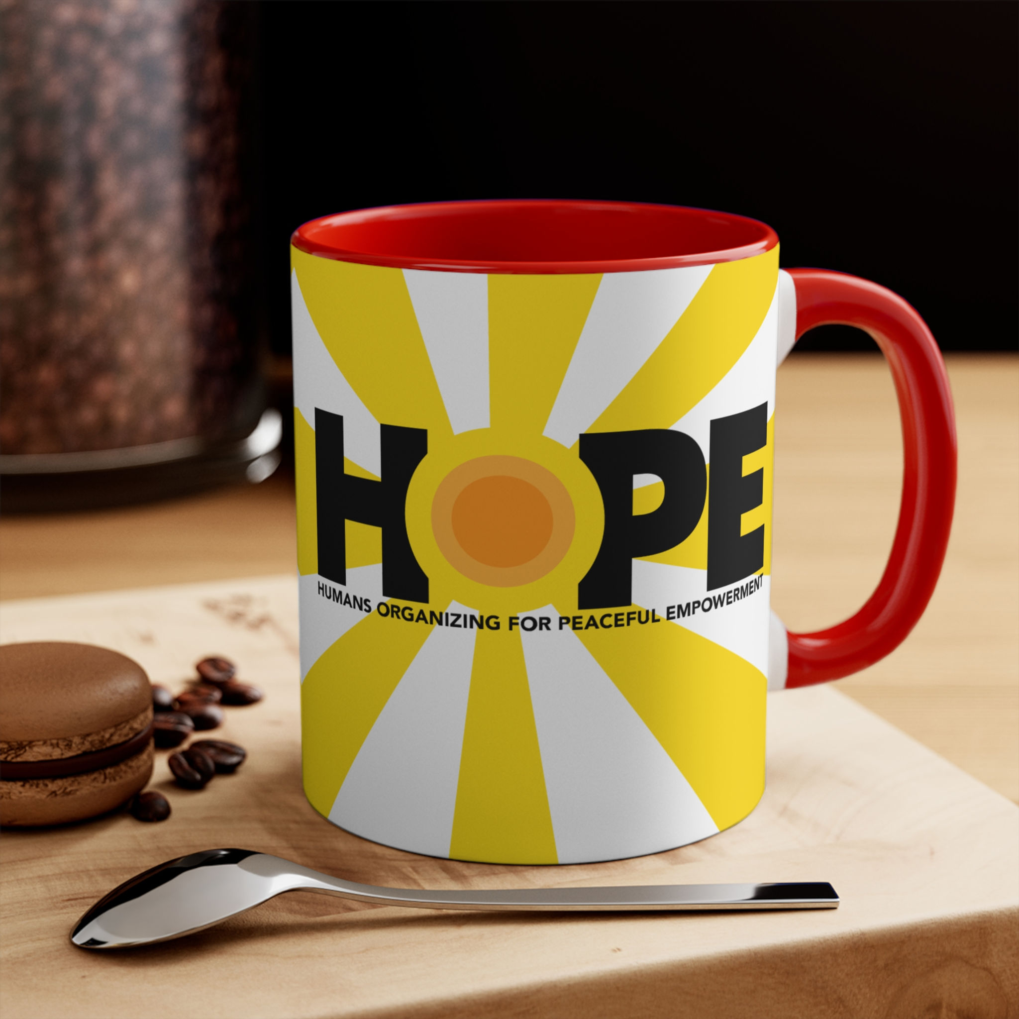 Hope Accent Mug — Retro Sunrise Graphic Coffee Cup