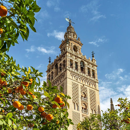 Iconic 12th-century minaret turned bell tower. Originally built by the Almohads, crowned with a Renaissance spire.