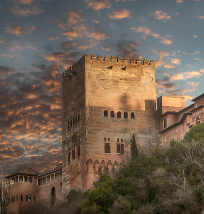 Nasrid palatial complex with lion courtyard & Generalife gardens. Islamic masterpiece.
