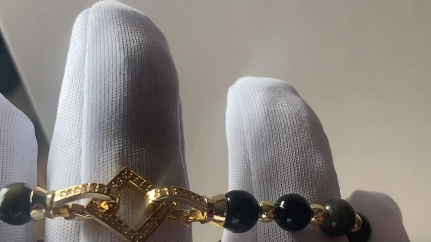 Thumbnail: Black Obsidian & 18K Gold Plated Hematite