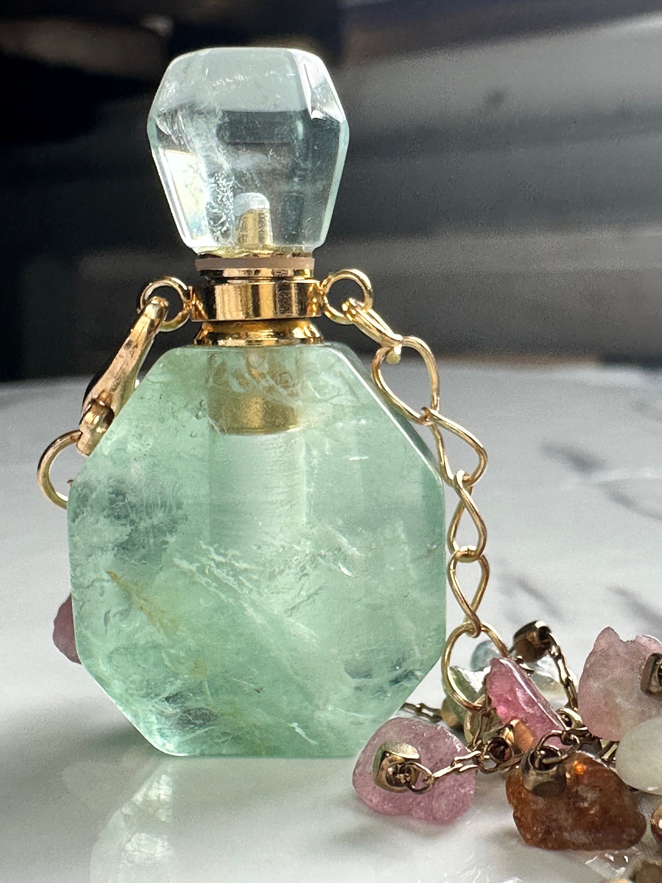Green Aventurine Perfume Bottle Necklace