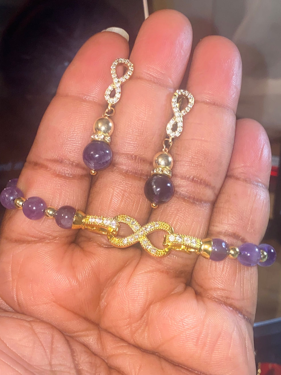 Thumbnail: Amethyst & Hematite 18K Gold Plated