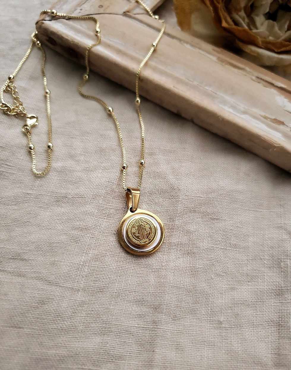Thumbnail: 18K Saint Benedict Medal Necklace