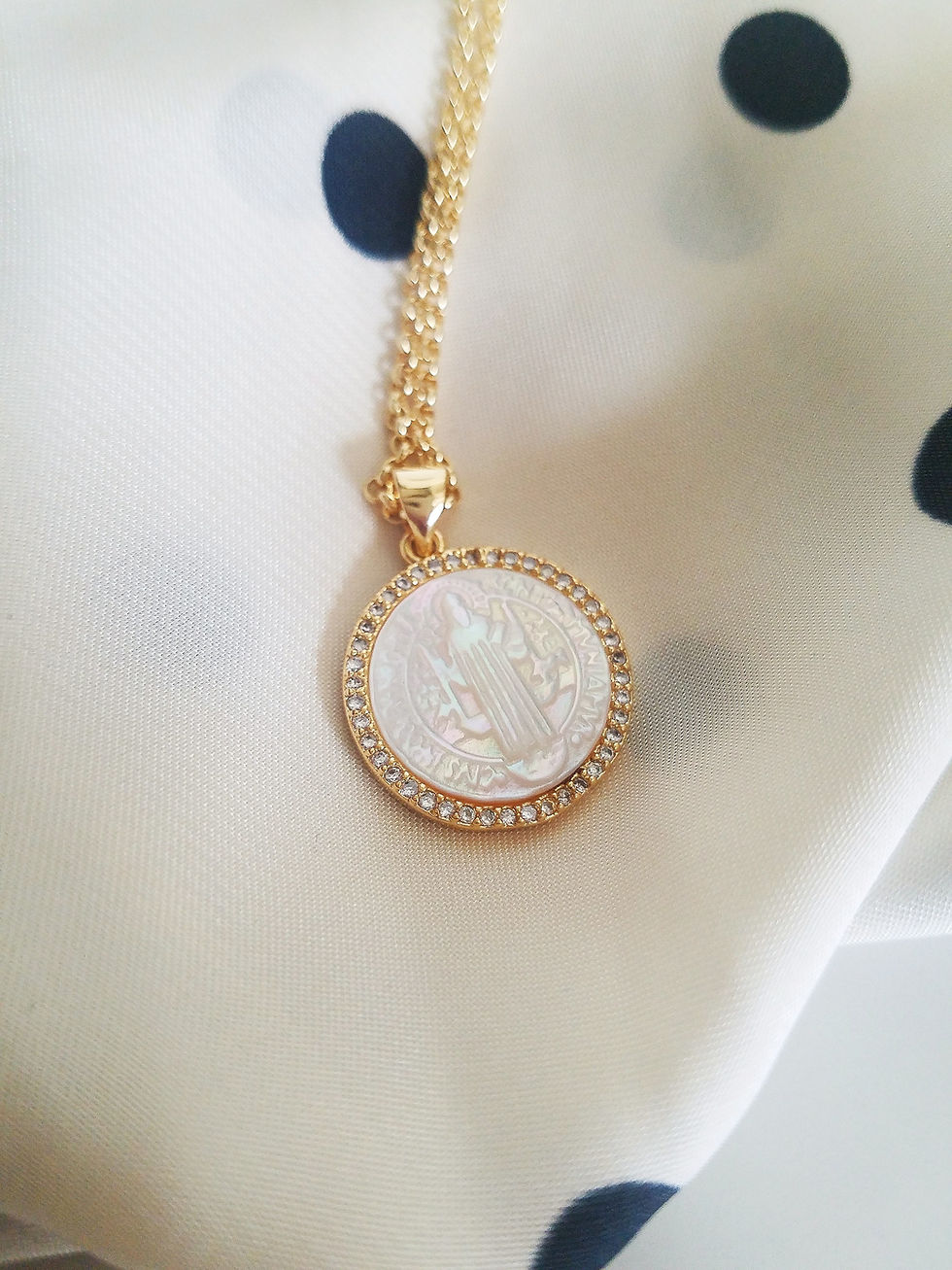 Thumbnail: Mother of Pearl St. Jude Pendant Necklace