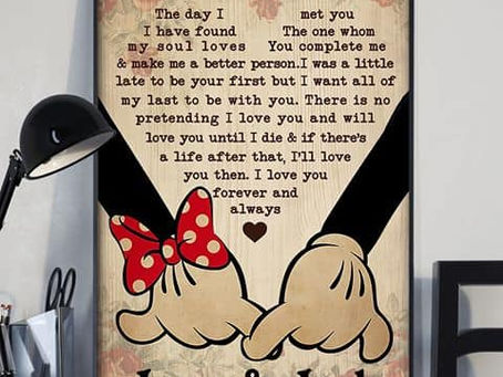 New - Mickey And Minnie Mouse Couple The Day I Met You I Love You Forever And Always poster, canvas