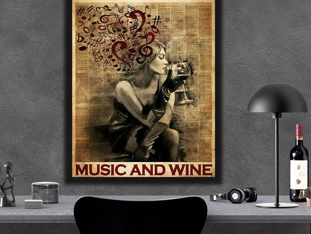 Hot - Girl Easily Distracted By Music And Wine Book Page poster, canvas