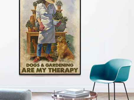 Hot - Dogs And Gardening Are My Therapy poster, canvas