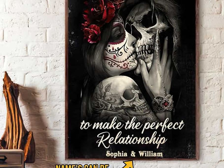 New - Sugar Skull Couple Kissing Sometimes It Takes Two Crazy The Perfect Relationship poster