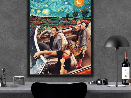 Buy - Frida Kahlo Vincent van Gogh Salvador Dali Starry Night poster, canvas