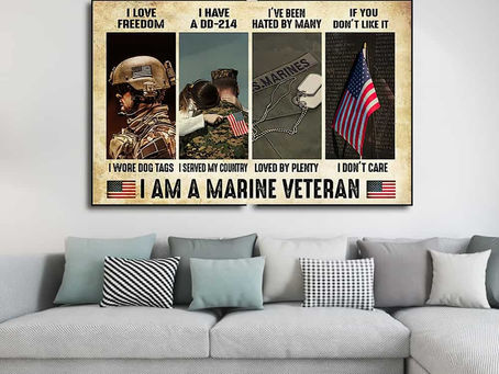 New - I love freedom I wore dog tags I have a DD-214 I am a Marine Veteran poster, canvas