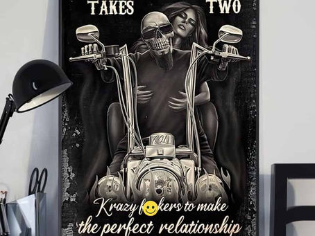 Hot - Sugar Skull Couple Riding Bike Sometimes It Takes Two Crazy The Perfect Relationship poster