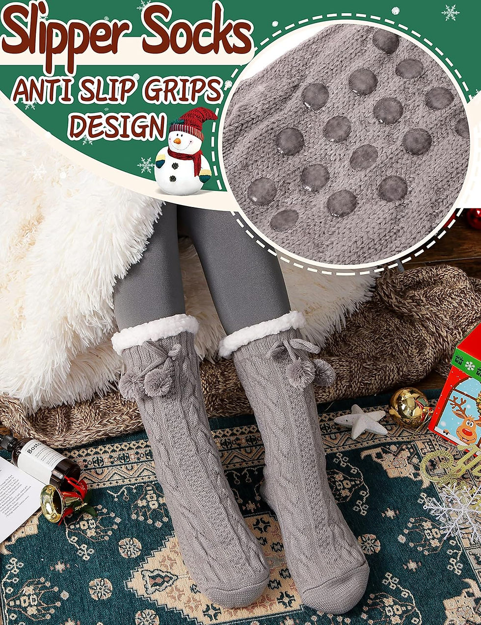Thumbnail: EBMORE Slipper Fuzzy Socks for Women Fluffy Cozy Cabin Winter Warm Soft Fleece 