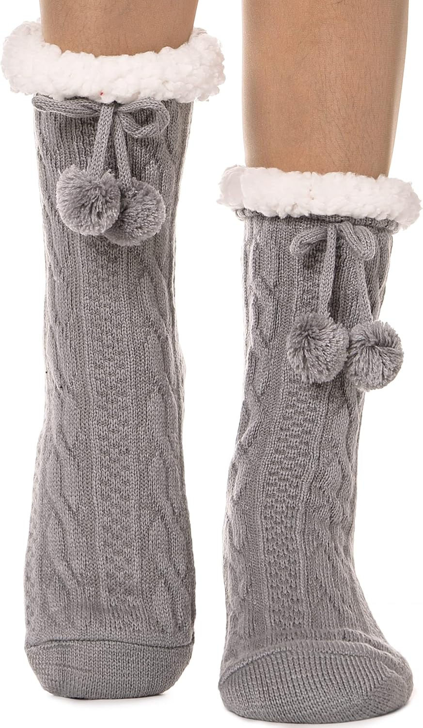 Thumbnail: EBMORE Slipper Fuzzy Socks for Women Fluffy Cozy Cabin Winter Warm Soft Fleece 