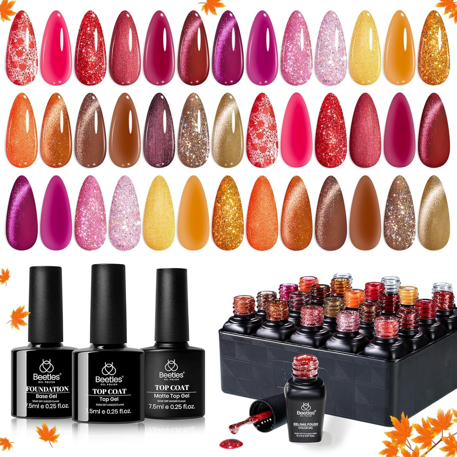 Beetles Gel Nail Polish Kit with UV Light - 31Pcs Nail Polish Set Popular Color