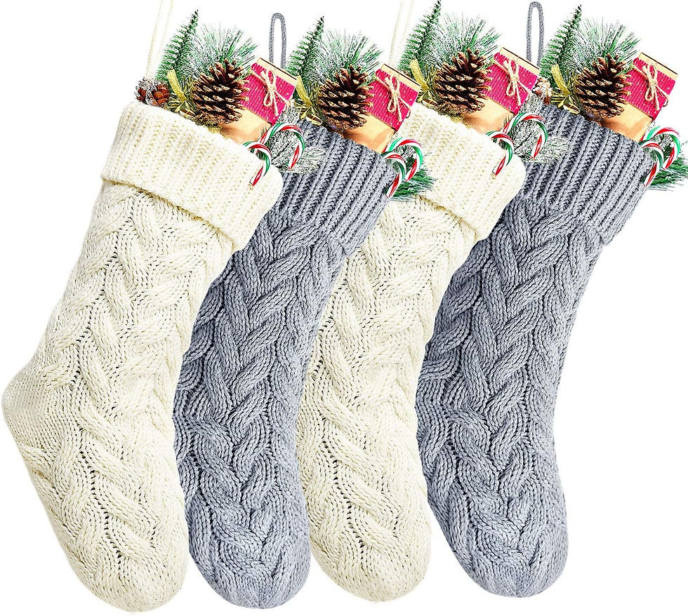 Thumbnail: Pack 4,18" Unique Ivory White Knit Christmas Stockings Style3