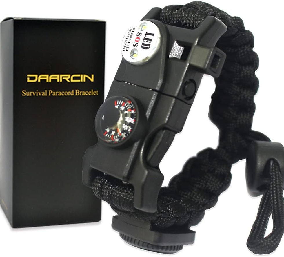 Thumbnail: Survival Paracord Bracelet,Fire Starter,Waterproof SOS Light, Compass, Whistle,