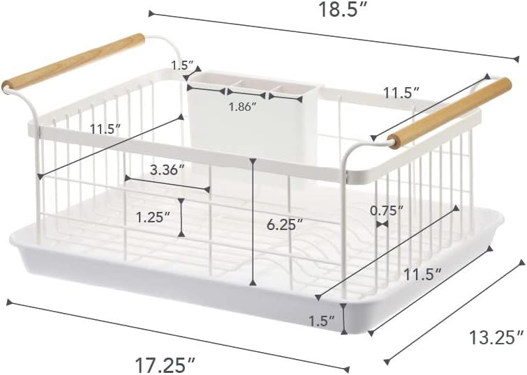 Thumbnail: Yamazaki Home Dish Rack with Removeable Drainer Tray, Kitchen Counter Dish Dryi