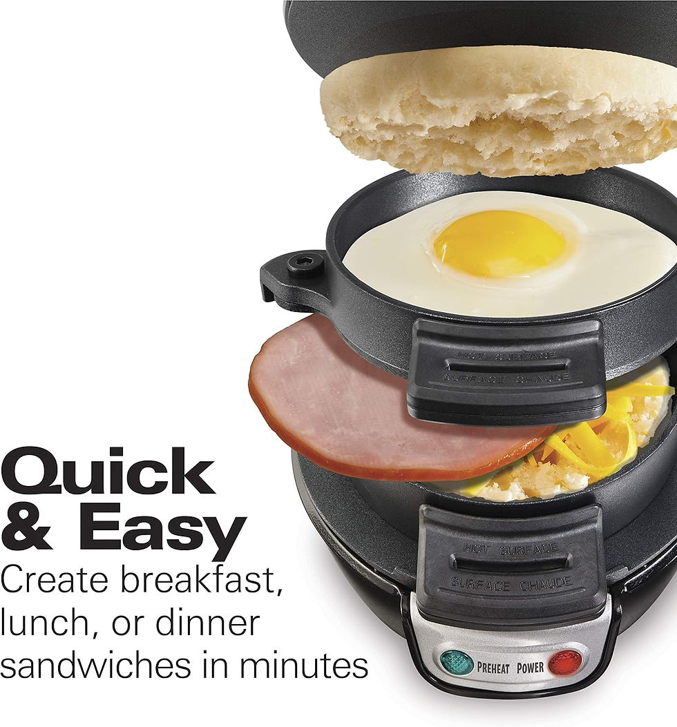 Thumbnail: Hamilton Beach Breakfast Sandwich Maker with Egg Cooker Ring, Customize Ingredi