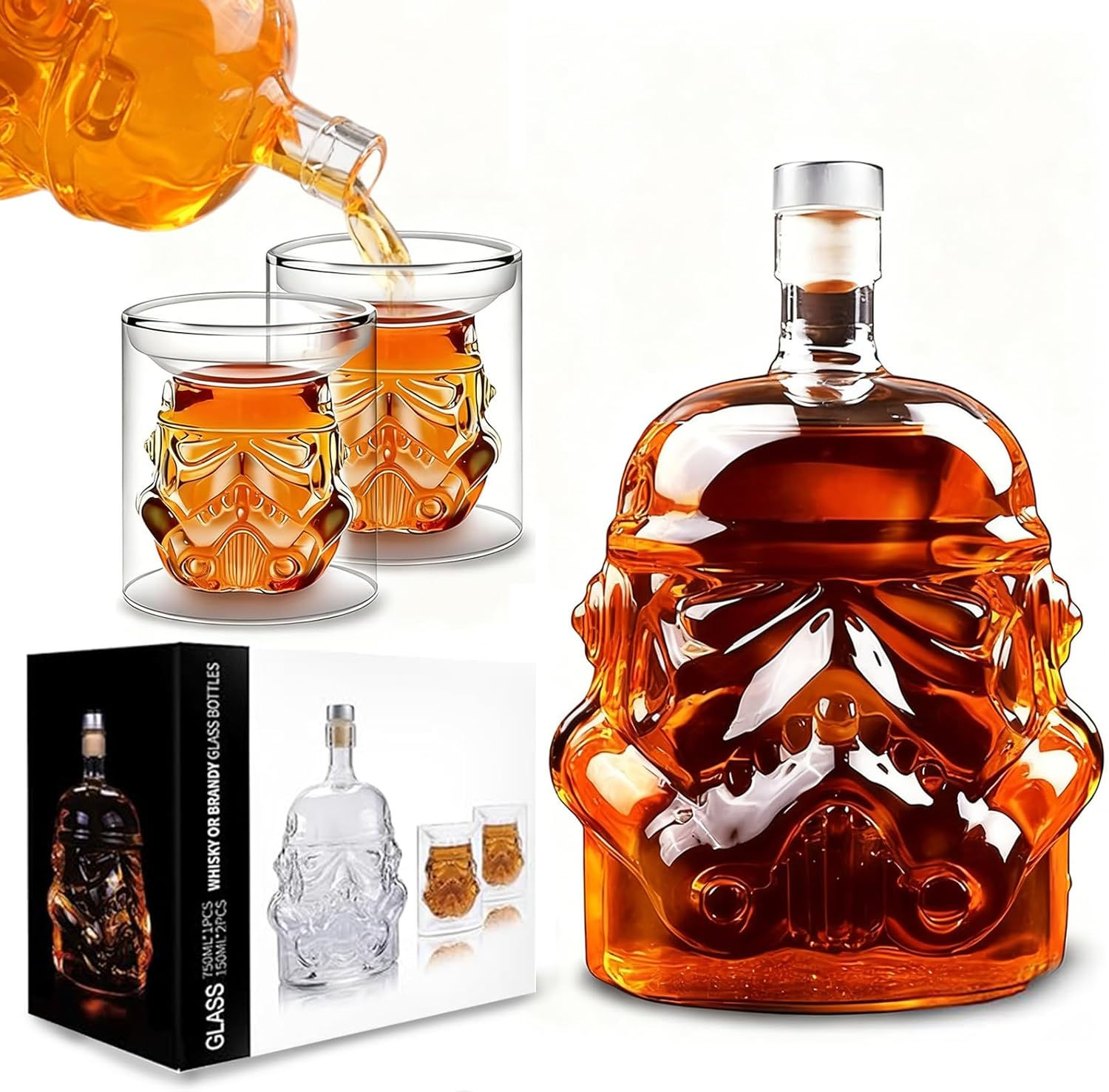 IITaozi Transparent Creative Whiskey Decanter Set Stormtrooper Bottle With 2 Gl