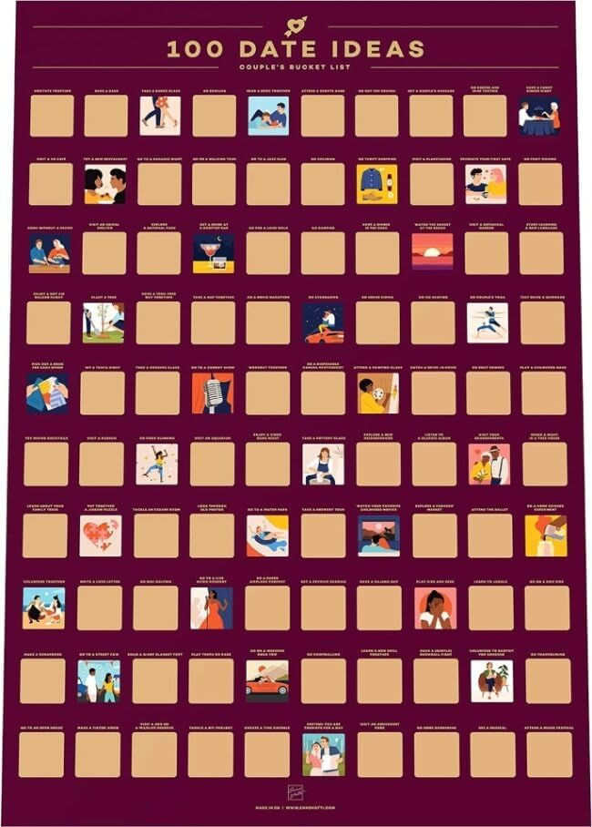 Thumbnail: Enno Vatti 100 Dates Scratch-Off Poster- Ultimate Adventure Challenge For Coupl