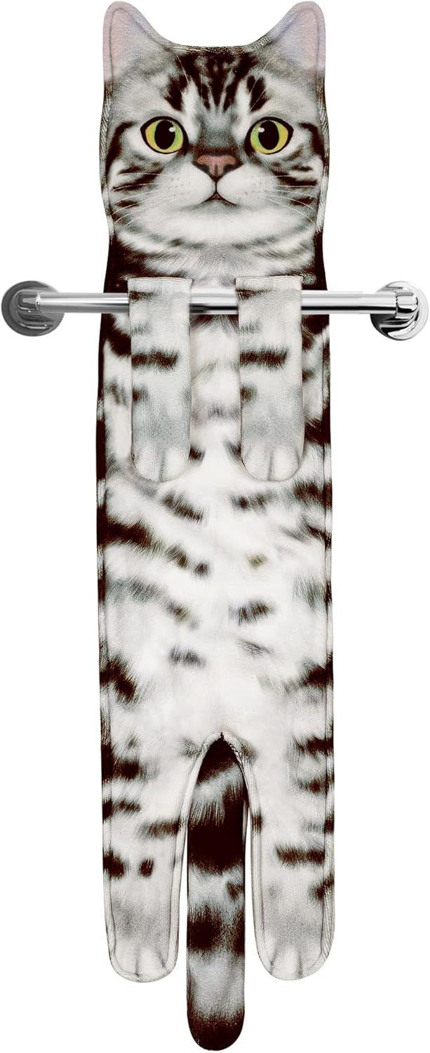 Thumbnail: Cat Funny Hand Towels for Bathroom Kitchen- Cute Decorative Kitten Decor Hangin