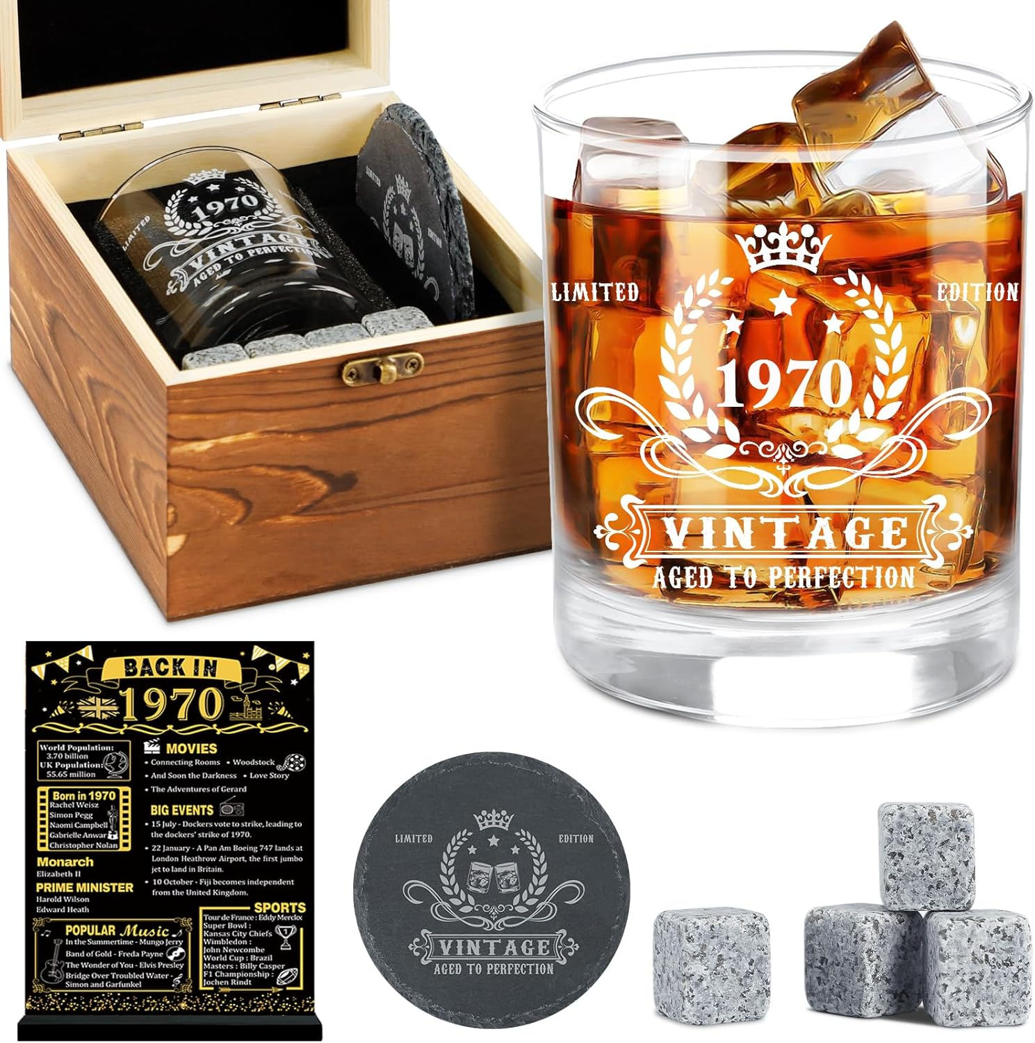 2025 Retirement Gifts for Men,2025 The Legend Has Retired-Whiskey Glass Set in