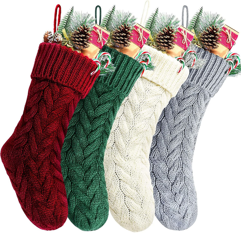 Thumbnail: Pack 4,18" Unique Ivory White Knit Christmas Stockings Style3