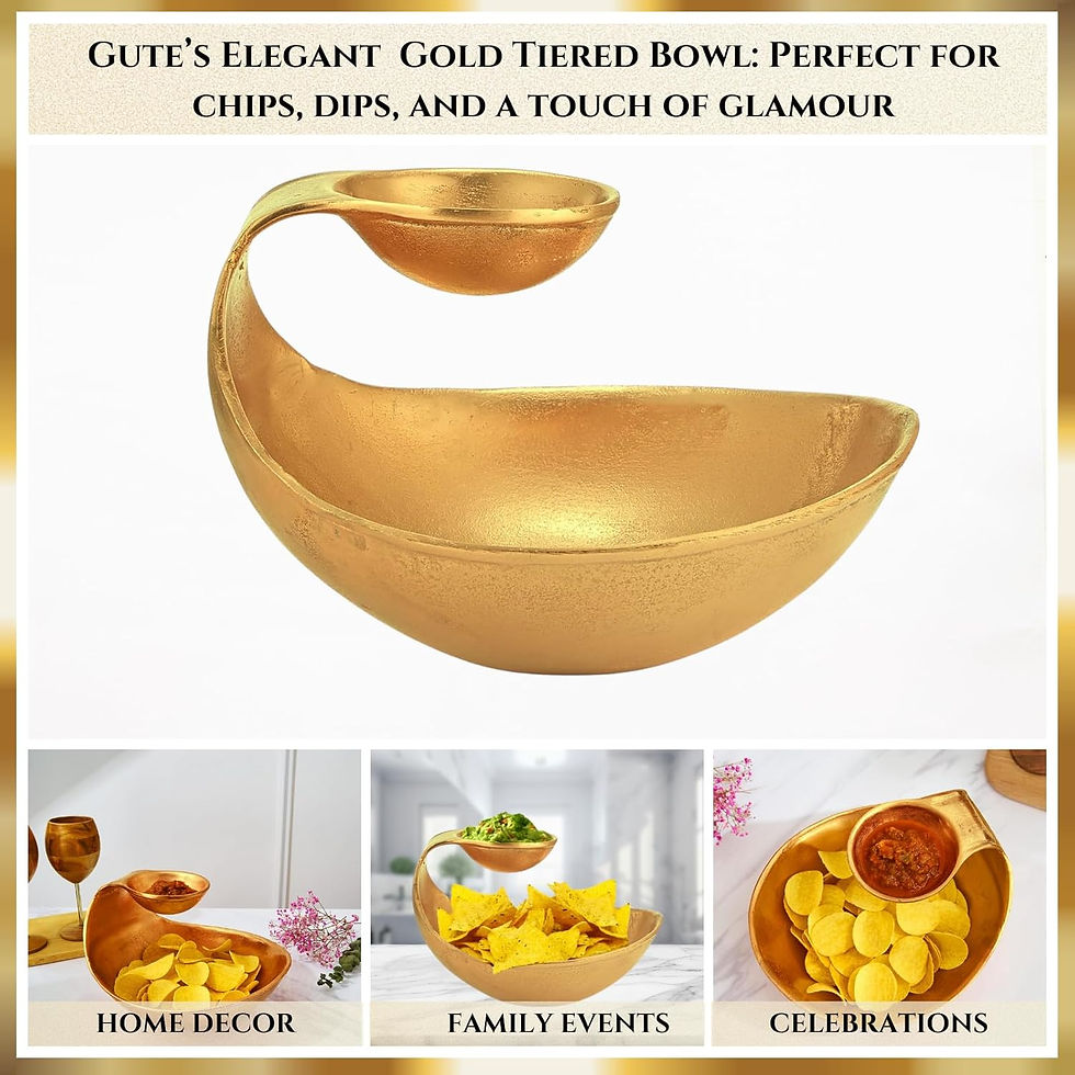 Thumbnail: Chip and Dip Serving Bowl Gold Brass Tiered Snack, Candy & Salad Bowl Decorativ