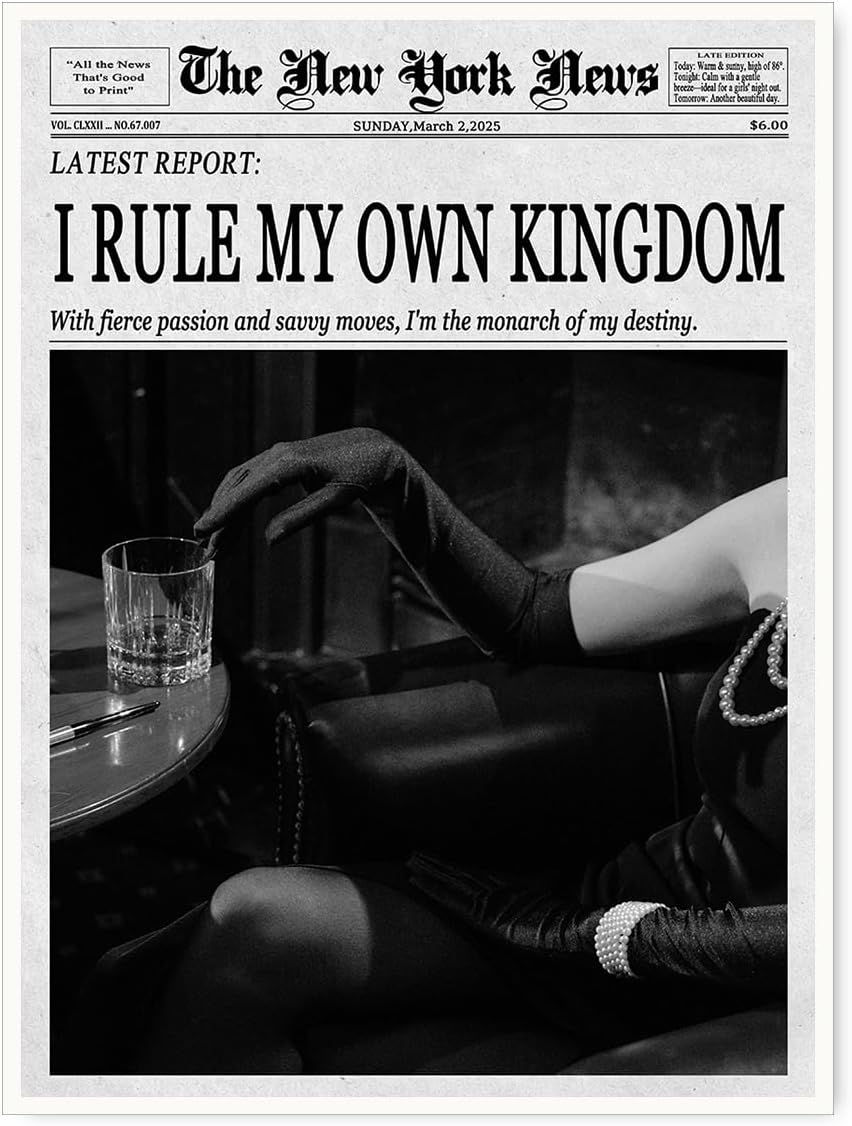 Thumbnail: Vintage New York Newspaper Editorial Wall Art Black and White Confident Woman F