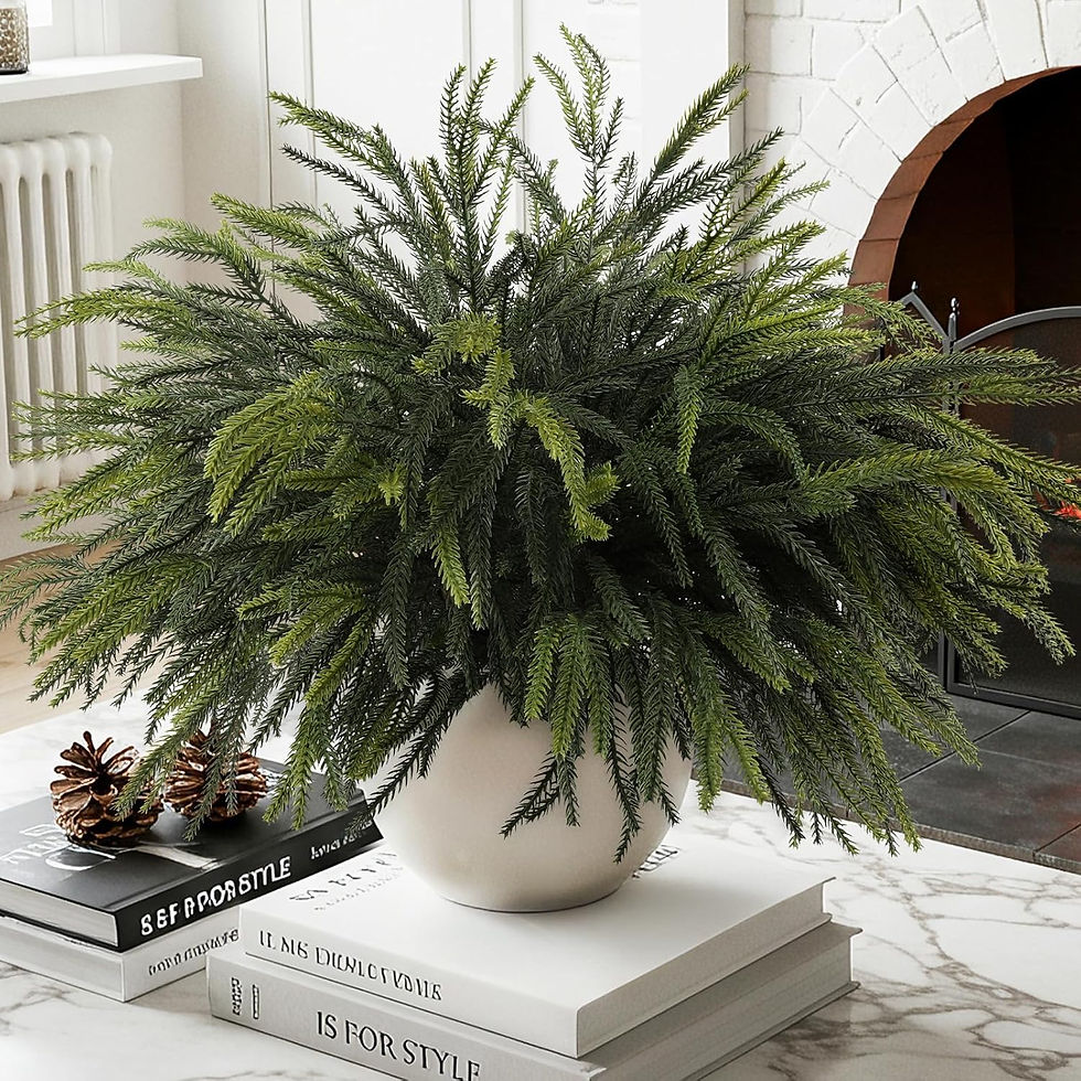 Thumbnail: 12Pcs Christmas Norfolk Pine Stems, 24'' Long Artificial Evergreen Norfolk Pine